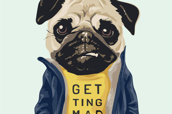 创意卡通哈巴狗裁片印花服装印花设计