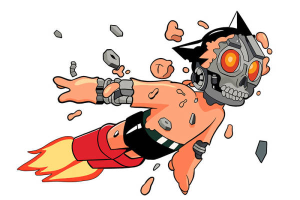 创意裁片印花服装: 未来战士风格机器人猪图案