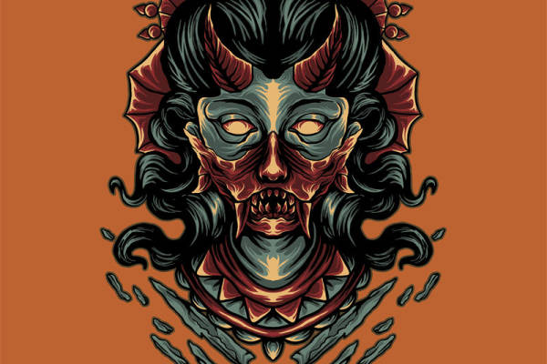 独特恶魔裁片印花服装，展现个性与魅力的服装印花设计