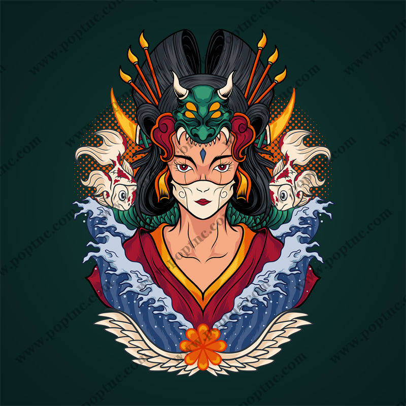 神秘东方风格裁片印花服装 龙女主题服装印花设计