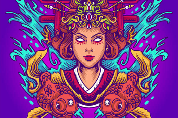 创意紫色背景上的裁片印花服装印花设计