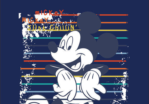 经典卡通裁片印花服装：米奇老鼠复古风格服装印花设计