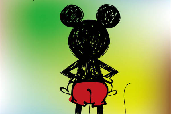 经典卡通裁片印花服装,米奇老鼠图案印花T恤设计