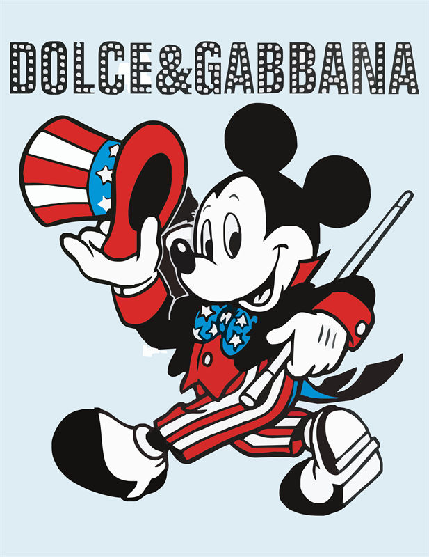 复古风裁片印花服装：Dolce&Gabbana米奇老鼠爱国主题设计