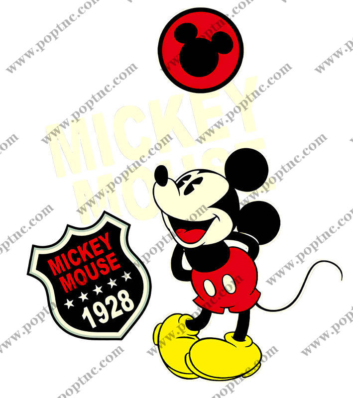 经典米奇老鼠裁片印花服装,复古风格服装印花设计