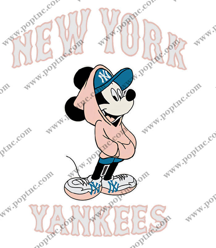 纽约洋基队主题裁片印花服装,经典卡通角色与运动风结合