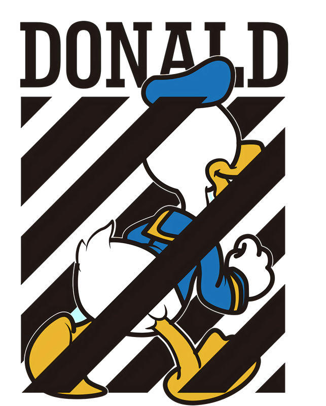 经典卡通裁片印花服装:唐老鸭图案设计