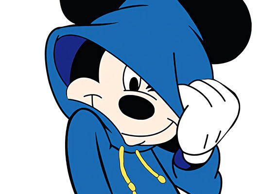 时尚卡通裁片印花服装印花设计，米奇连帽衫图案