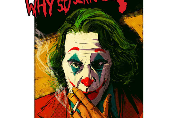 时尚小丑裁片印花服装，个性潮流服装印花设计