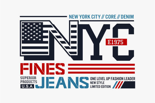 探索纽约风格:经典牛仔裁片印花服装印花设计