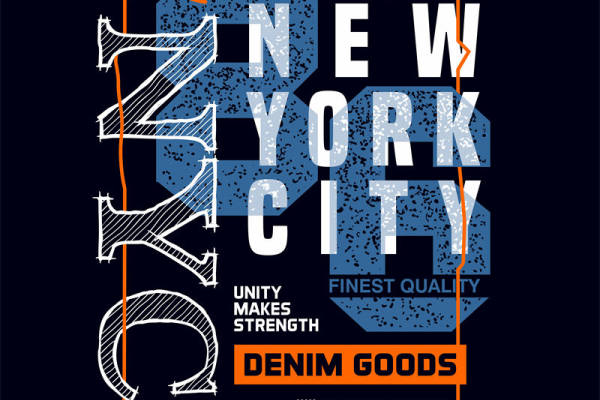 纽约城市风格裁片印花服装,展现团结力量的高品质牛仔服饰