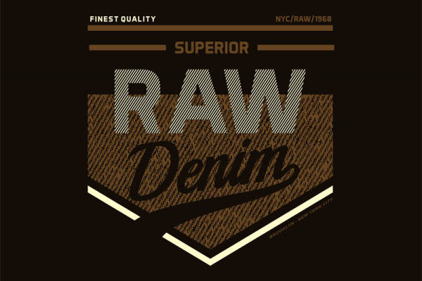 复古风格RAW Denim裁片印花服装印花设计