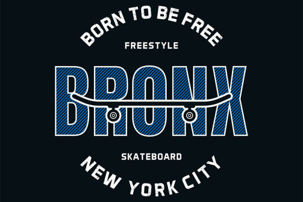 纽约自由风格滑板裁片印花服装印花设计