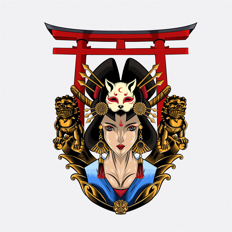 日本传统风格服装裁片印花设计，展现独特文化魅力