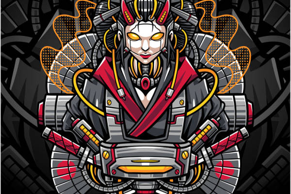 未来风格武士裁片印花服装印花图案设计