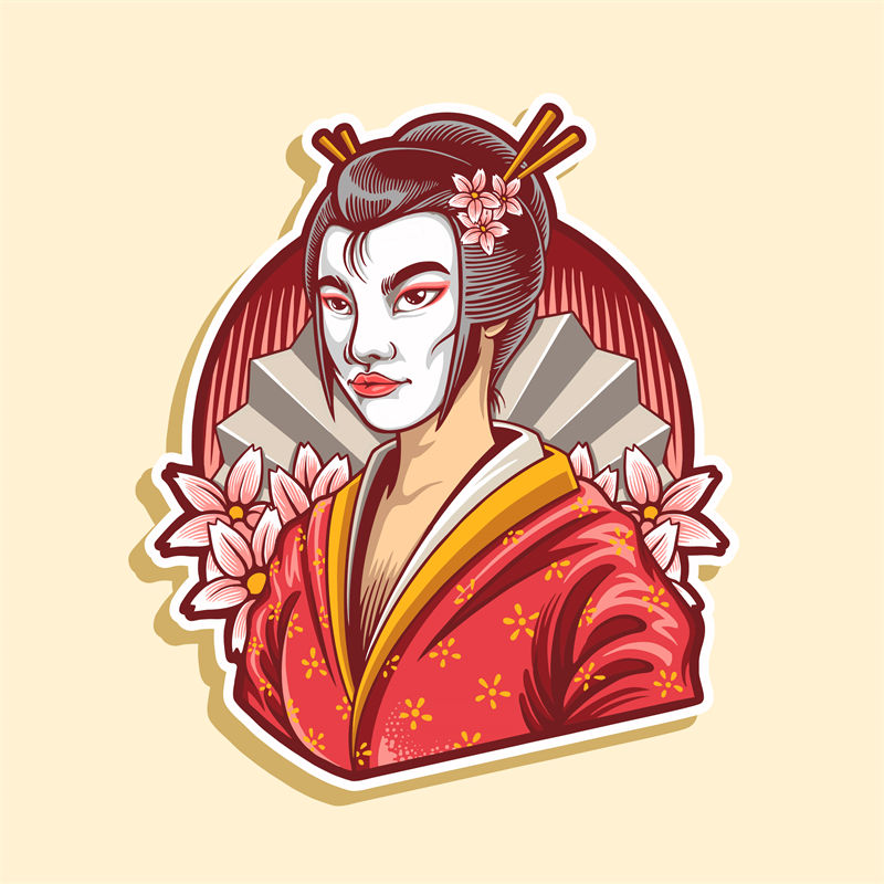 传统日本樱花主题服装印花设计，展现东方美学