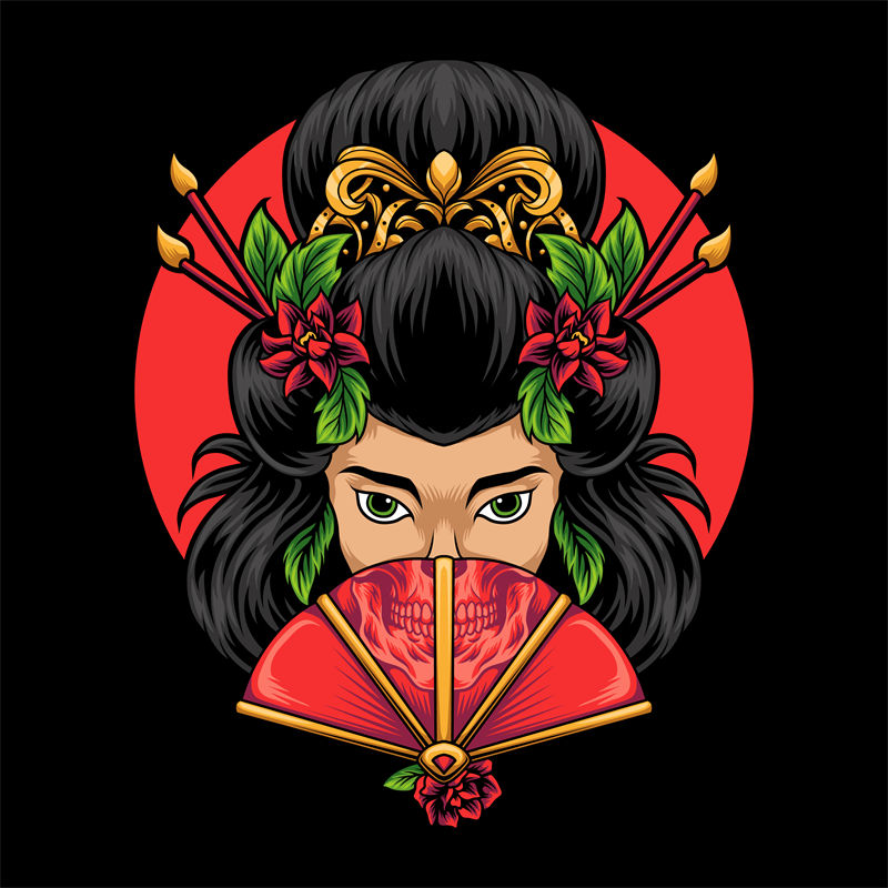 独特风格裁片印花服装：神秘东方女性图案设计