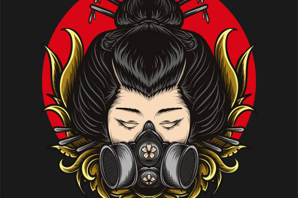 时尚街头风格裁片印花服装:独特防毒面具与翅膀设计