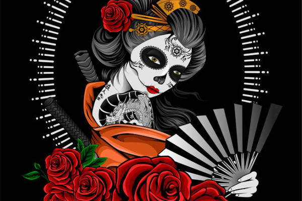 时尚骷髅头裁片印花服装印花设计，展现个性魅力