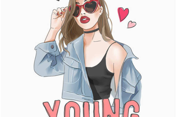 时尚年轻活力女性牛仔夹克裁片印花服装印花设计