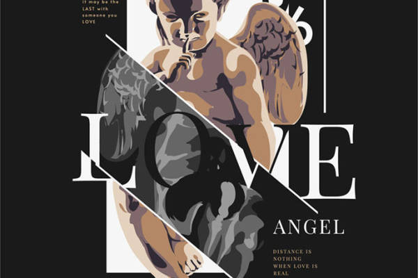 时尚个性服装印花设计:天使之翼裁片印花图案