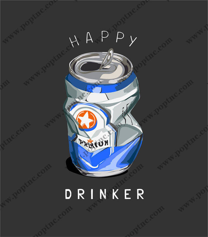 创意啤酒罐裁片印花服装,展现个性时尚的服装印花设计