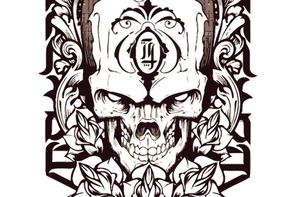 独特骷髅与花卉结合裁片印花服装印花设计