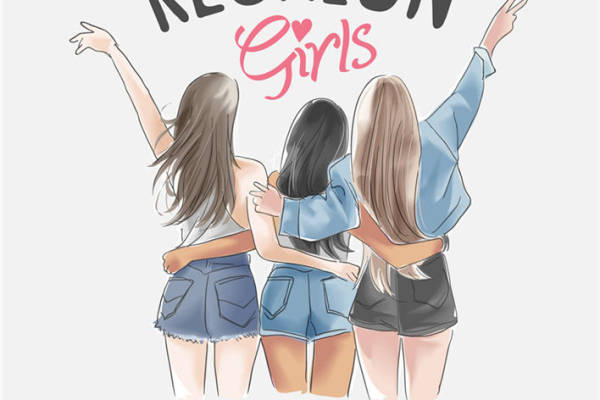 时尚闺蜜团聚主题裁片印花服装印花设计