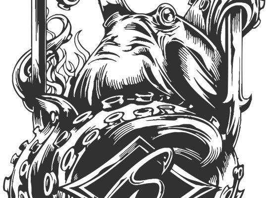 时尚潮流裁片印花服装：经典黑白龙纹图案设计