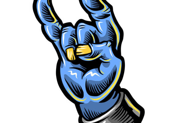 创意蓝色手套裁片印花，时尚服装印花设计