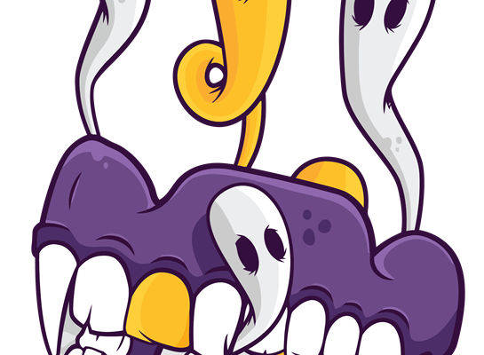 创意卡通裁片印花服装印花设计，趣味牙齿图案