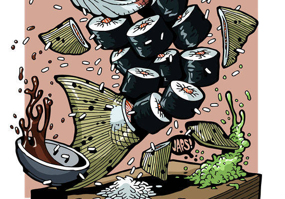 创意寿司主题裁片印花服装印花设计，展现独特个性