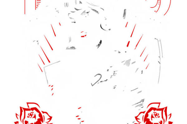 时尚街头风格红色玫瑰裁片印花服装印花设计