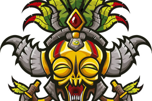 神秘部落风格裁片印花服装印花设计