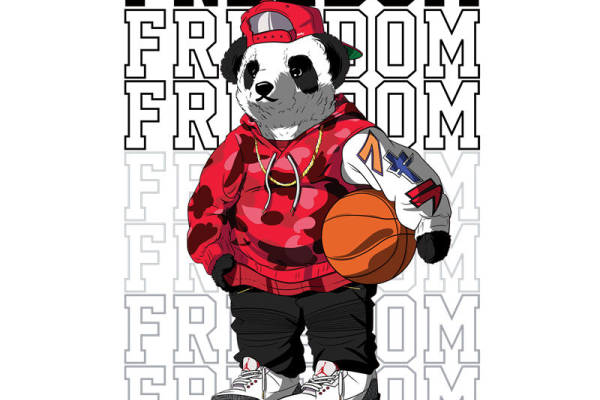 街头风格熊猫裁片印花服装，展现自由个性的时尚选择