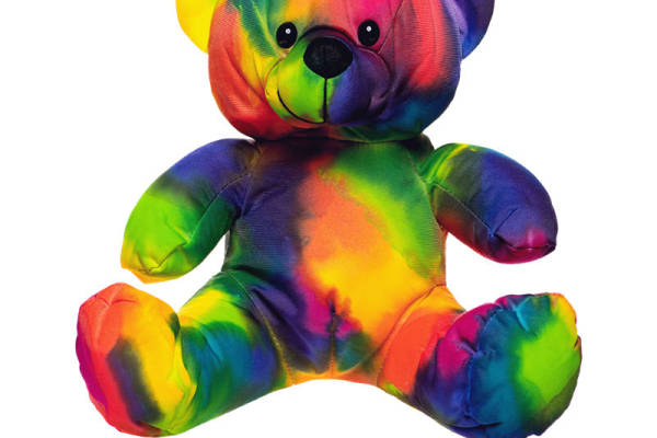 彩虹色裁片印花服装印花设计，打造独特儿童玩具熊