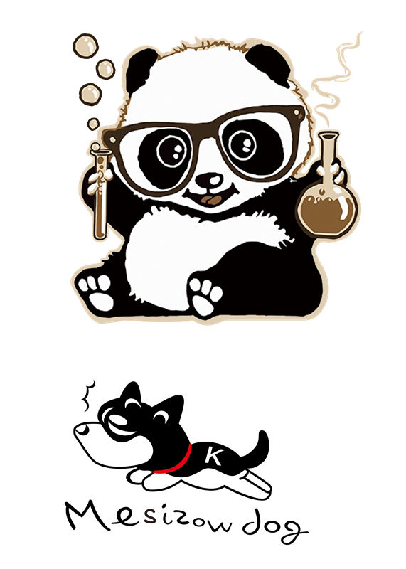 时尚可爱熊猫与小狗裁片印花服装印花设计