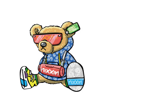 时尚滑雪熊裁片印花服装 冬季运动服装印花设计