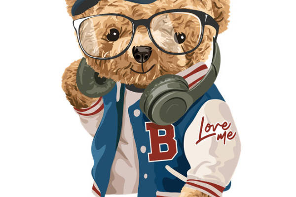 时尚潮流卡通熊裁片印花服装印花设计