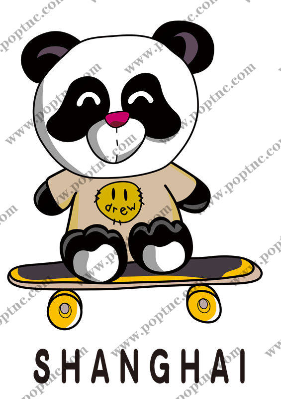 上海熊猫滑板裁片印花服装,潮流街头风格