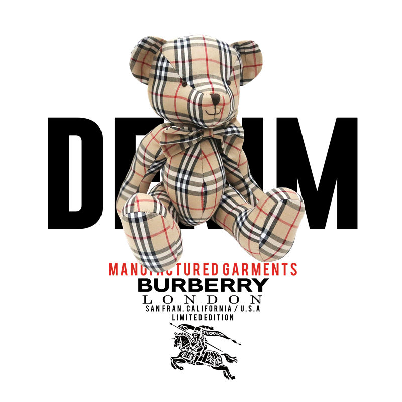 经典格子裁片印花服装，Burberry限量版时尚毛绒玩具