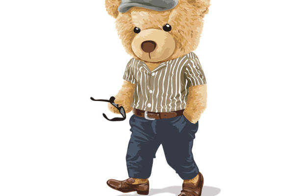 时尚小熊裁片印花服装印花设计