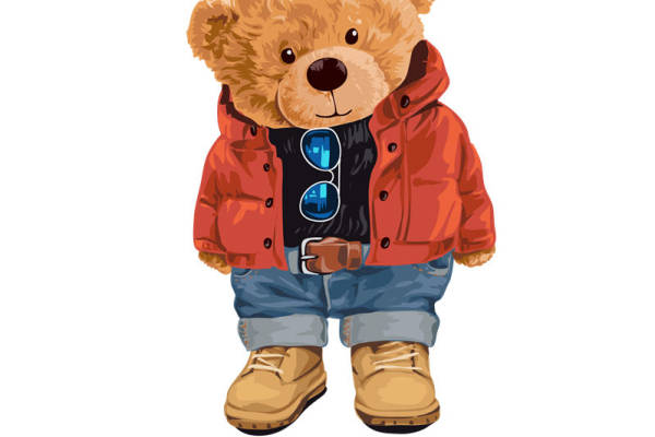 冬季时尚卡通熊裁片印花服装印花设计