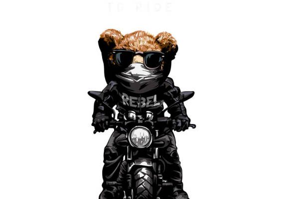 酷炫摩托车手熊裁片印花服装印花设计