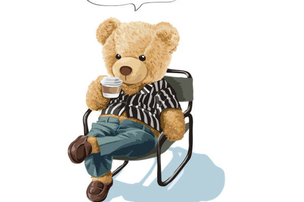 可爱泰迪熊裁片印花，休闲风格服装印花设计