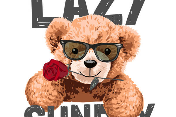 时尚休闲泰迪熊裁片印花服装，慵懒周日的理想选择