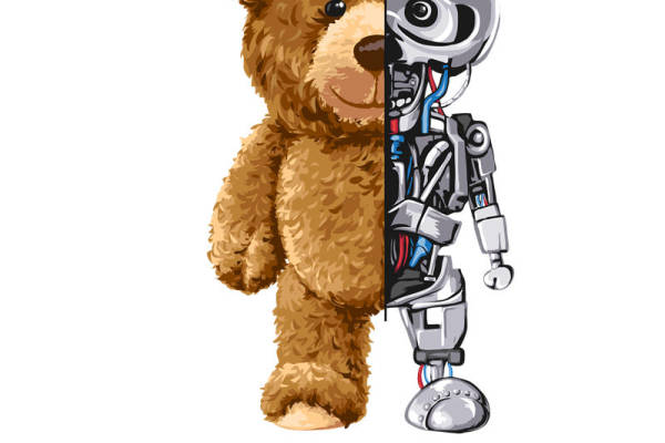 创意裁片印花服装:毛绒与机械熊的时尚融合