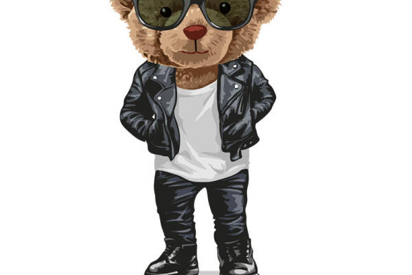 摇滚风格泰迪熊裁片印花服装印花设计