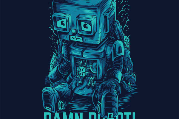 创意机器人裁片印花服装，展现未来科技感服装印花