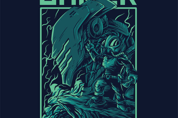 独特风格服装印花设计：未来战士主题裁片印花